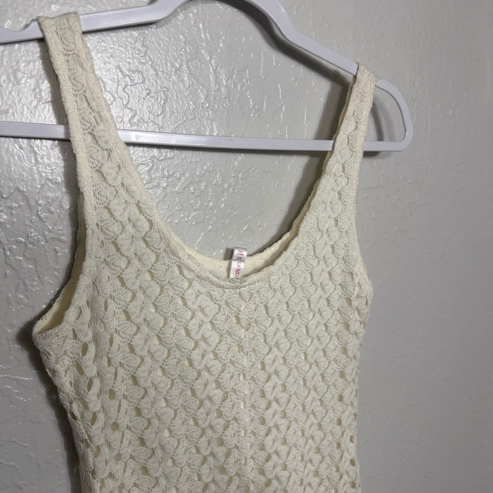 Xhilaration Ivory Crochet High Low Maxi Dress Sleeveless Boho Cream Small - Picture 6 of 8